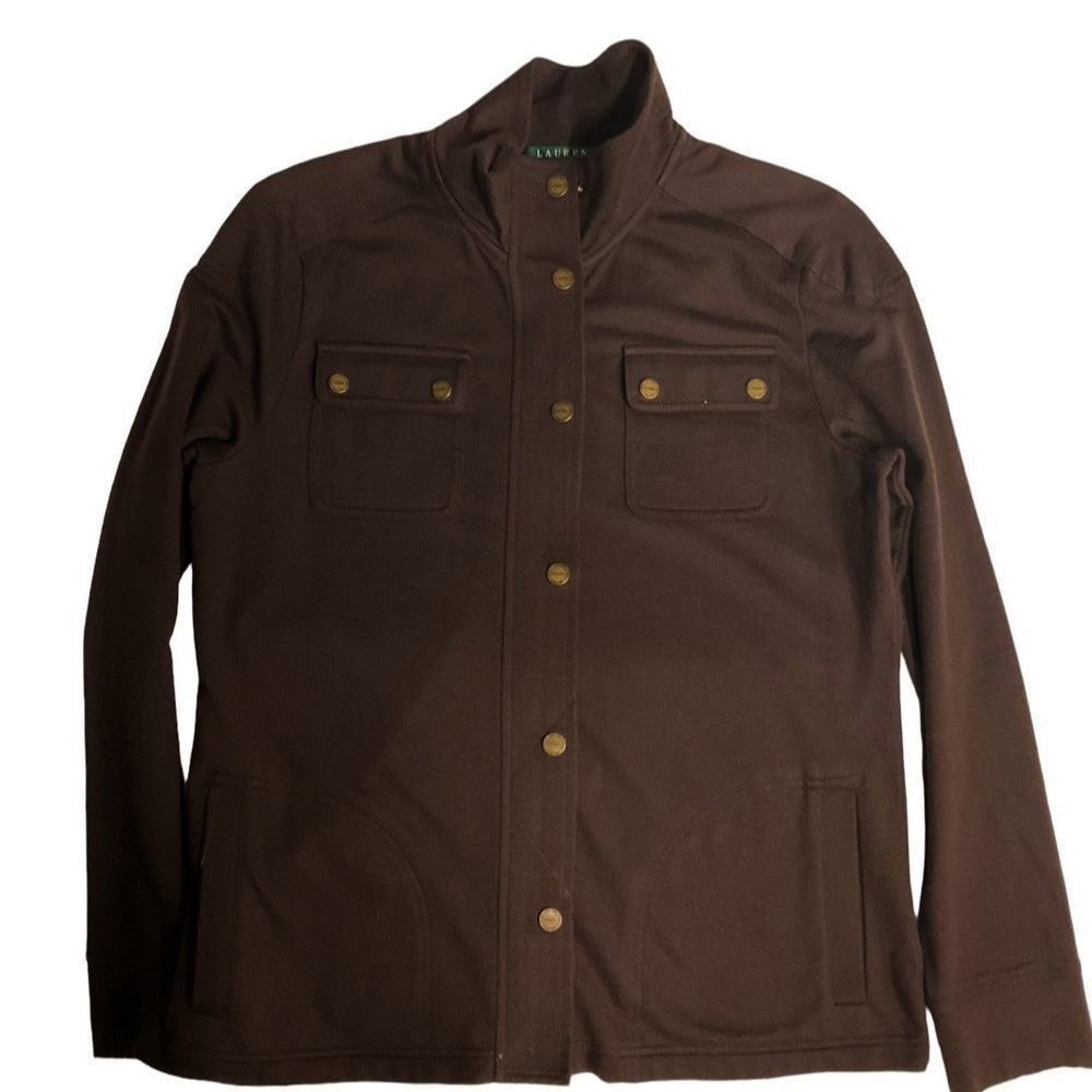 Lauren Ralph Lauren Montecito Jacket Women's Medium Brown Cotton Military Size M - Picture 6 of 11